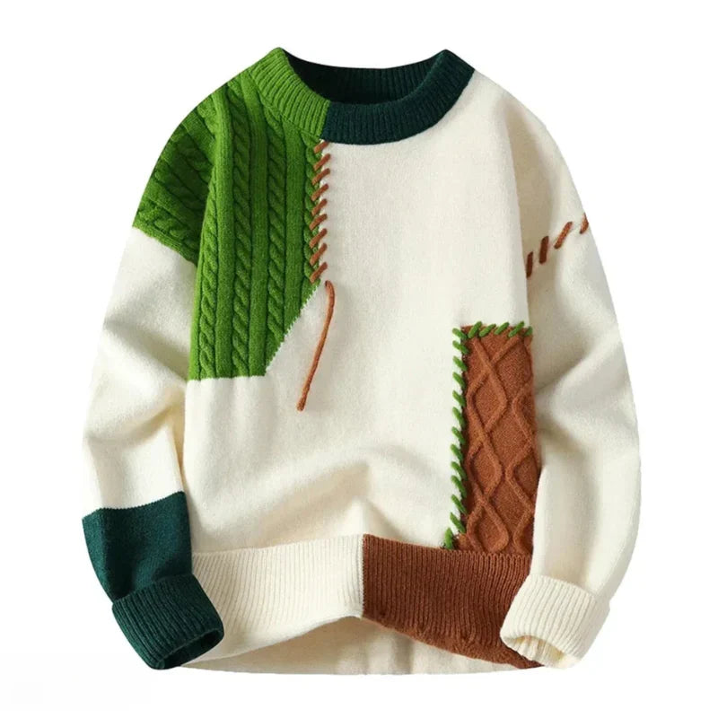 Finley | Pulover tricotat în stil patchwork