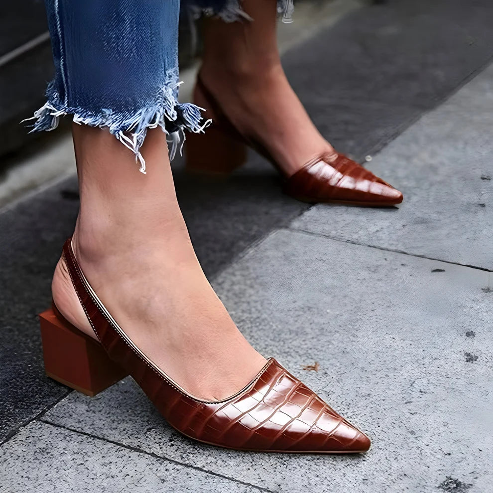 Elisa | Pantofi eleganți cu toc și vârf lat