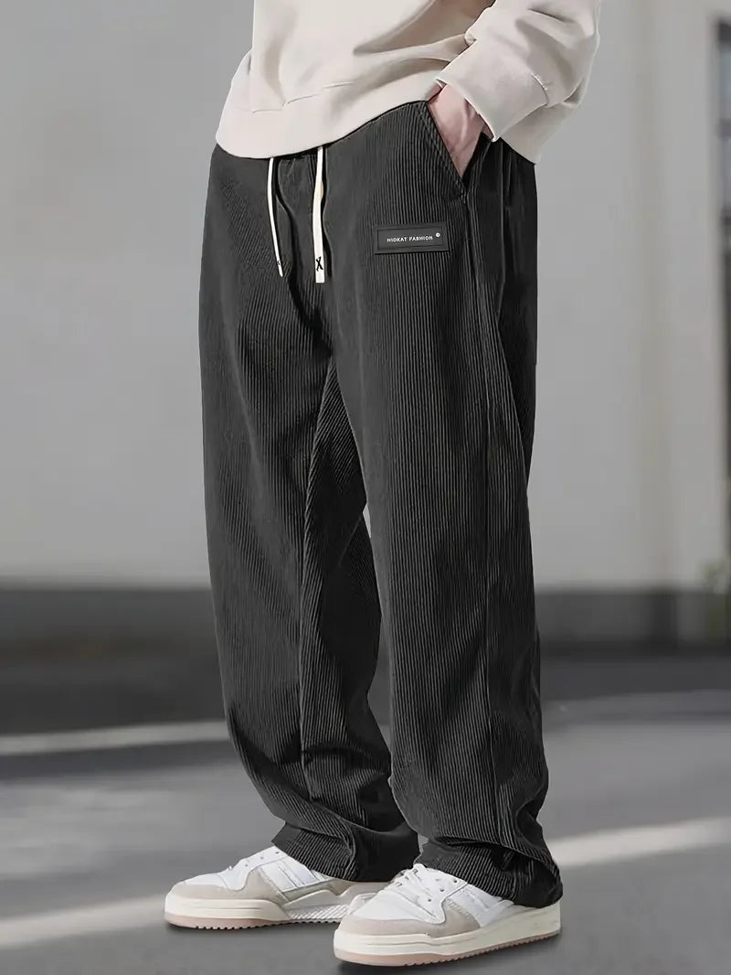 Haven | Pantaloni din catifea reiată croială lejeră