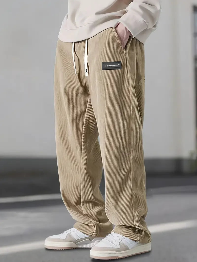 Haven | Pantaloni din catifea reiată croială lejeră