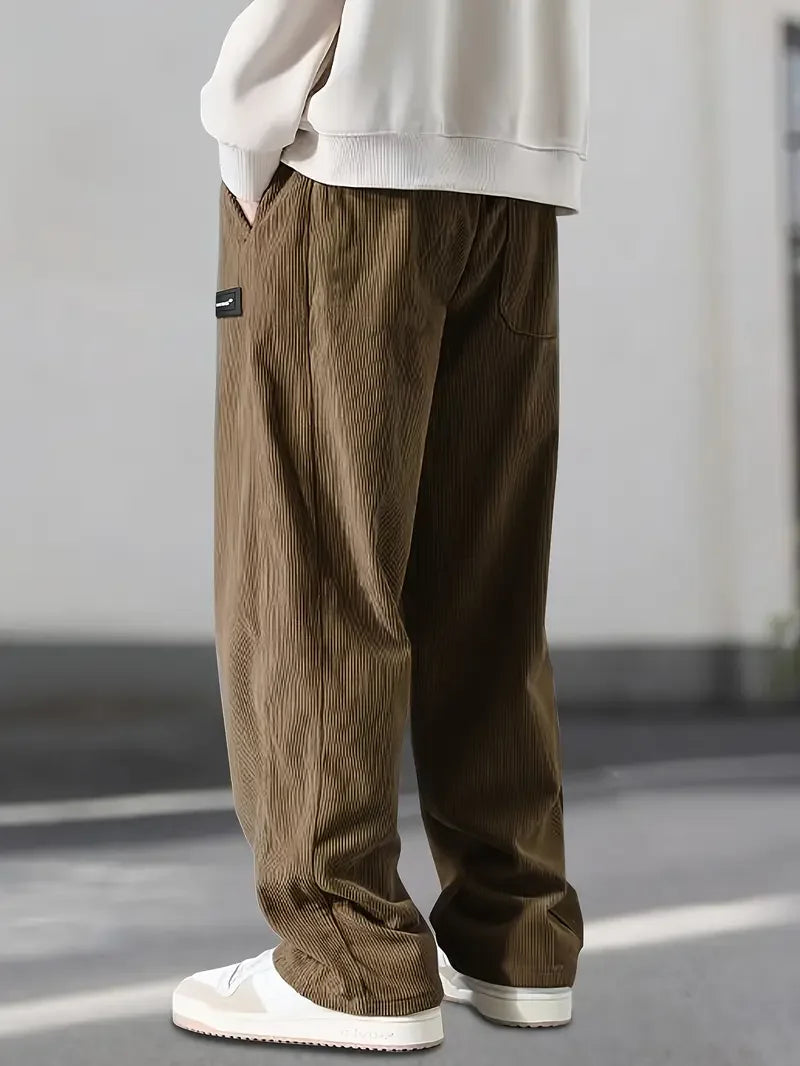 Haven | Pantaloni din catifea reiată croială lejeră