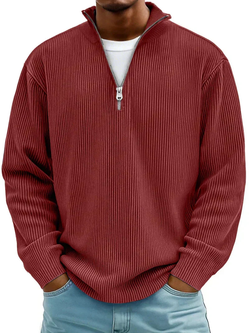 Calvin | Pulover ribbat cu fermoar