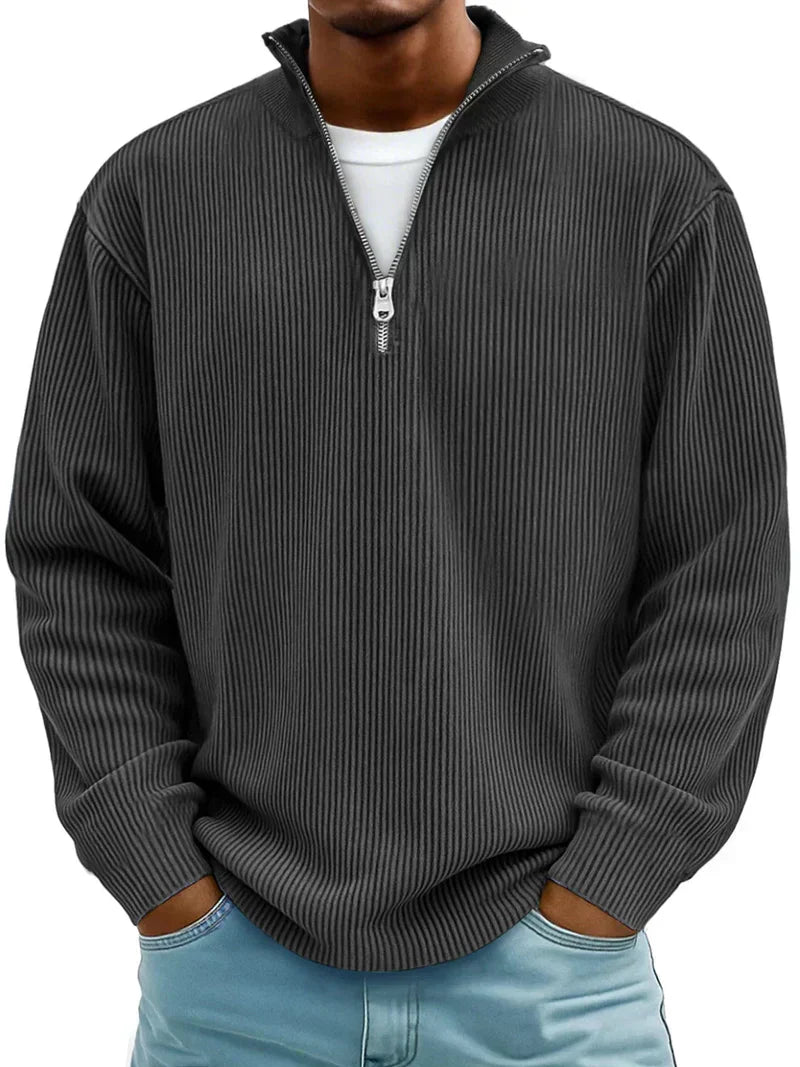 Calvin | Pulover ribbat cu fermoar
