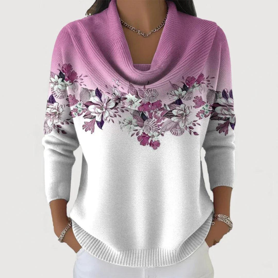 Amore | Pulover floral cu guler moale