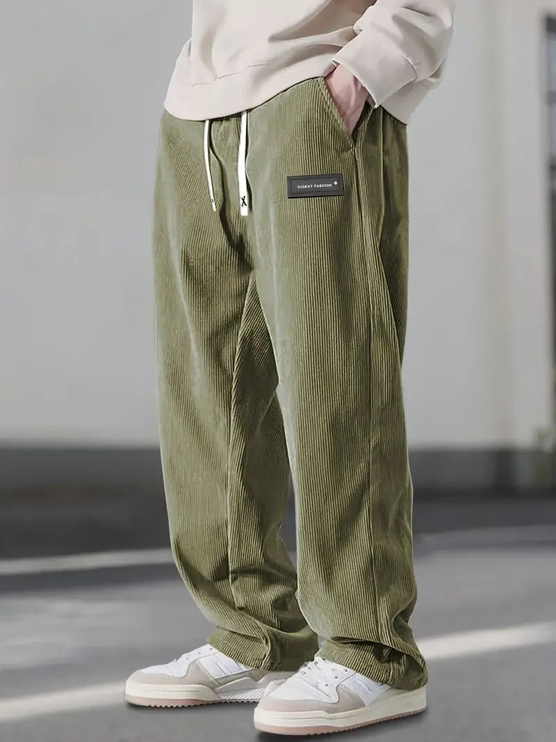 Haven | Pantaloni din catifea reiată croială lejeră